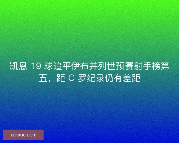 凯恩 19 球追平伊布并列世预赛射手榜第五，距 C 罗纪录仍有差距
