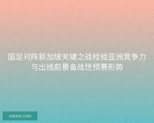 国足对阵新加坡关键之战检验亚洲竞争力与出线前景备战世预赛形势