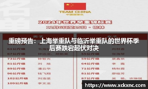 重磅预告：上海举重队与临沂举重队的世界杯季后赛跌宕起伏对决